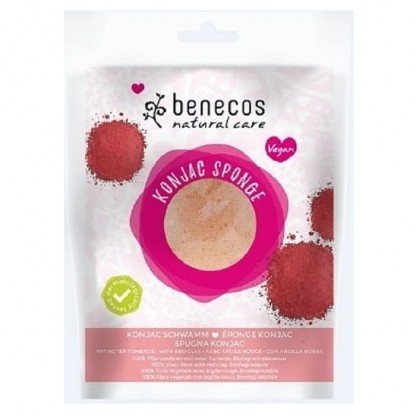 Burete Konjac cu argila rosie pentru ten sensibil, Benecos