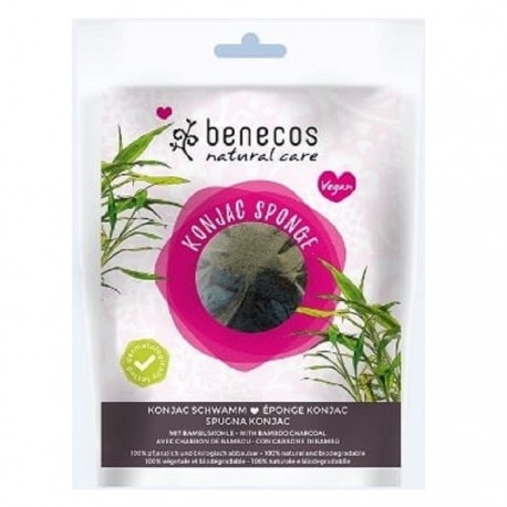 Burete Konjac cu carbune de bambus pentru ten gras si acnee Benecos