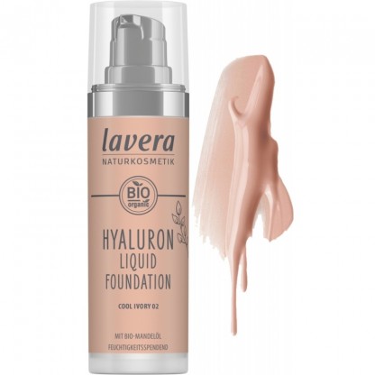 Fond de ten natural cu acid hialuronic Hyaluron Liquid Cool Ivory 02, bio vegan 30ml Lavera