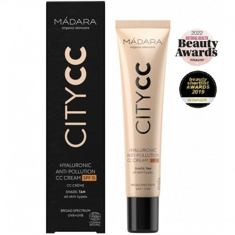 Crema CC anti-poluare SPF15 Tan cu acid hialuronic 40ml Madara Organic
