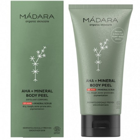 Peeling de corp cu acizi din fructe si argila alba, AHA Mineral 175ml Madara Organic