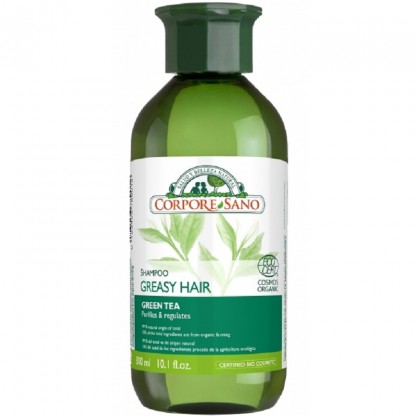 Sampon purifiant cu ceai verde si urzica, pentru par gras 300ml Corpore Sano