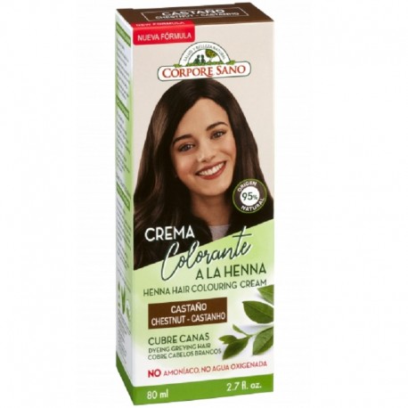 Vopsea henna crema, semipermanenta - Castaniu 80ml Corpore Sano