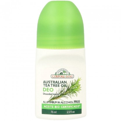 Deodorant roll-on racoritor cu ulei esential australian de tea tree, fara aluminiu sau alcool 75ml Corpore Sano