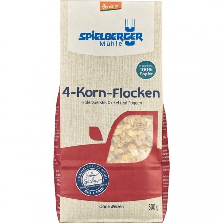 Fulgi din 4 cereale integrale bio, Demeter 500g Spielberger