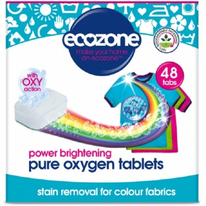 Tablete pe baza de oxigen activ pt stralucirea hainelor, mentinerea culorii si indepartarea petelor 48 buc Ecozone