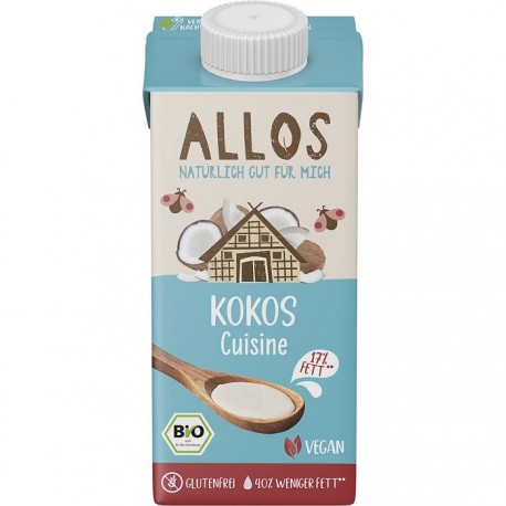 Crema de cocos lichida bio, pentru gatit 200ml Allos