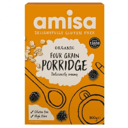 Porridge din 4 cereale bio, fara gluten 300g Amisa