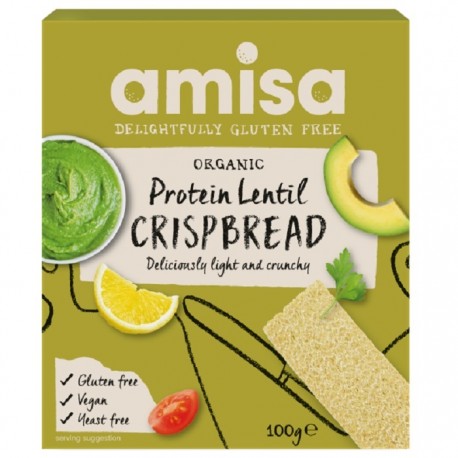 Crispbread (painici) proteice cu linte bio, fara gluten 100g Amisa