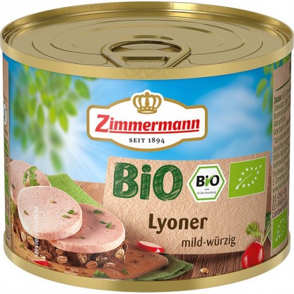 Conserva cu carne Lyoner bio, fara gluten bio 200g Zimmermann