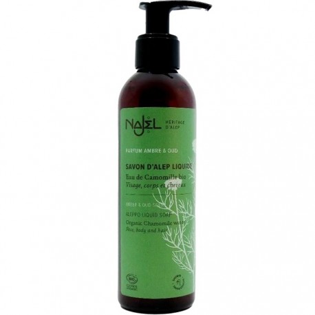 Sapun de Alep lichid bio cu aroma ambra si oud 200ml Najel