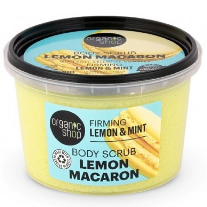 Scrub de corp delicios cu menta si lamaie Lemon Macaron 250ml Organic Shop
