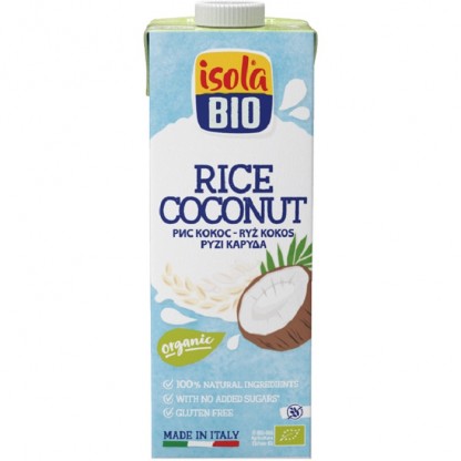 Bautura bio din orez cu nuca de cocos, fara gluten 1000 ml Isola Bio