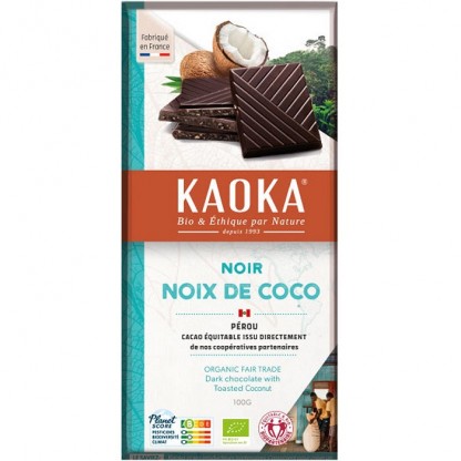 Ciocolata neagra 58% cu cocos 100g Kaoka