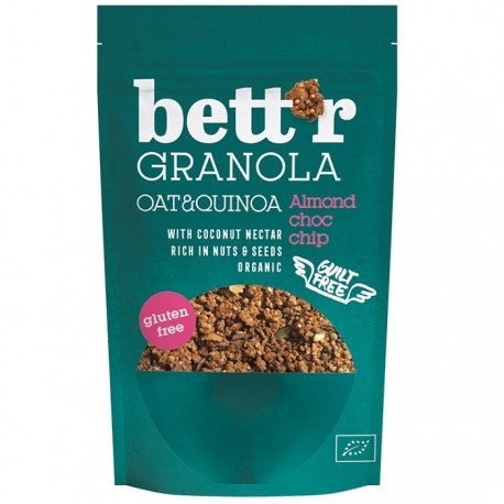 Granola cu migdale si bucati de ciocolata bio, fara gluten 300g Bettr