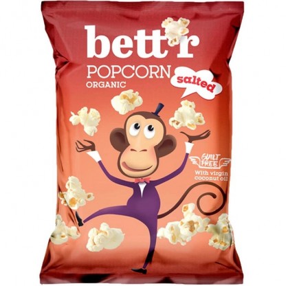 Popcorn cu sare bio, fara gluten 60g Bettr