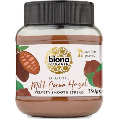 Crema de ciocolata cu lapte si alune de padure bio 350g Biona