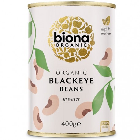 Fasole blackeye (ochi negru) bio, conserva fara sare 400g Biona