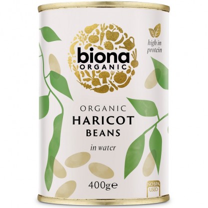 Fasole alba Haricot bio, conserva, fara sare 400g Biona