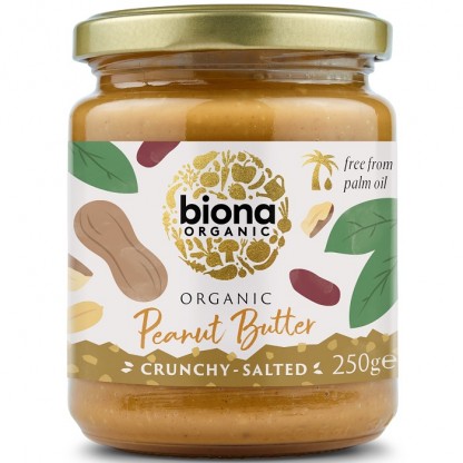 Crema de arahide crunchy cu sare, bio 250g Biona