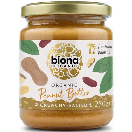 Crema de arahide crunchy cu sare, bio 250g Biona