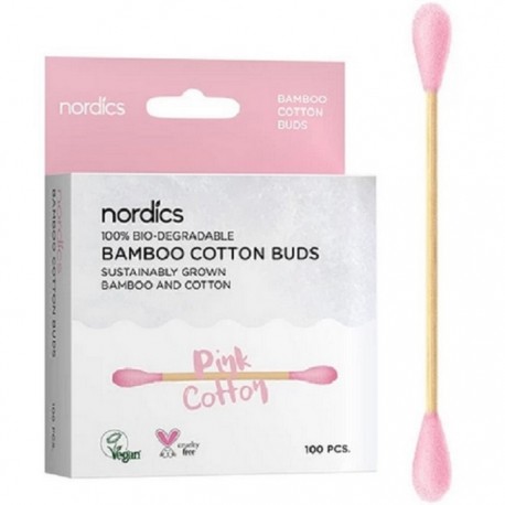 Betisoare din bumbac si bambus (roz) 100 buc Nordics