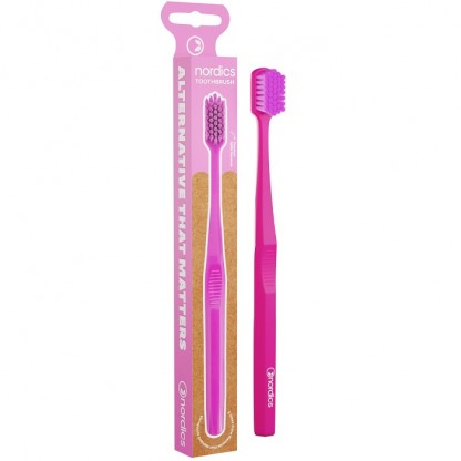 Periuta de dinti premium, roz, Nordics Oral Care