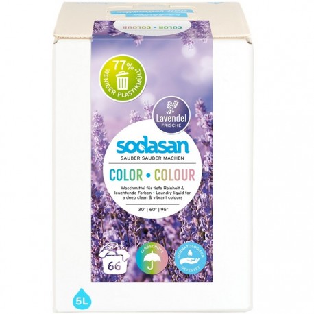 Detergent lichid bio pentru rufe albe si colorate cu lavanda 5 L Sodasan