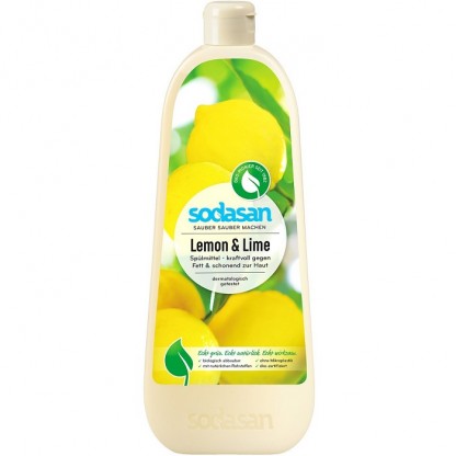 Detergent lichid de vase cu lamaie si lime bio 1 litru Sodasan