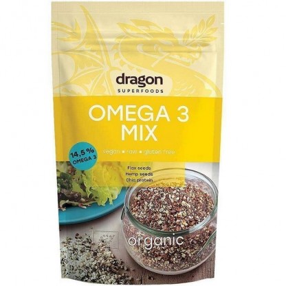 Omega 3 mix seminte bio, fara gluten 200g Dragon Superfoods