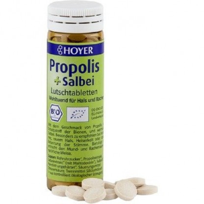 Dropsuri masticabile cu propolis si salvie bio 60 tablete Hoyer