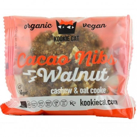 Cookie cu nuci si cacao bio vegan, fara gluten 50g Kookie Cat