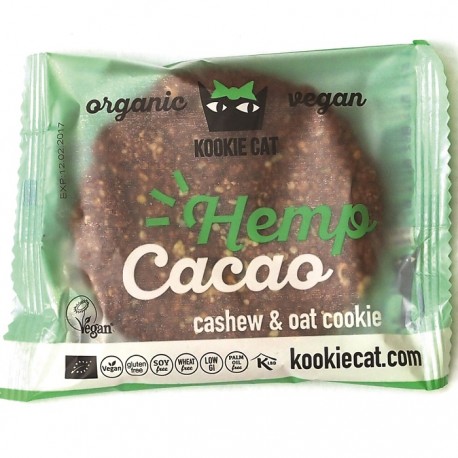 Cookie cu seminte de canepa si cacao bio vegan, fara gluten 50g Kookie Cat