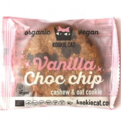 Cookie cu vanilie si ciocolata bio vegan, fara gluten 50g Kookie Cat