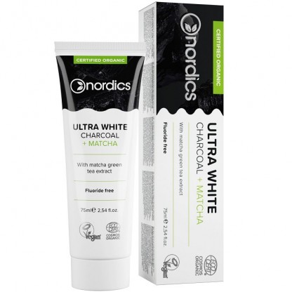 Pasta de dinti pentru albire cu carbune activ si Matcha 75g Nordics Oral Care