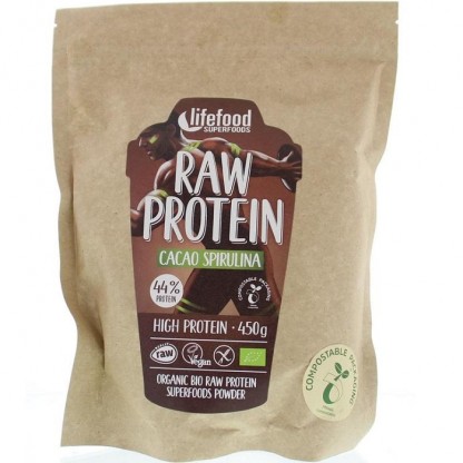 Raw Protein Pudra proteica Cacao Spirulina Superfood raw bio 450g Lifefood