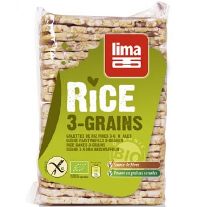 Rondele de orez expandat cu 3 cereale bio, cu sare 130g Lima