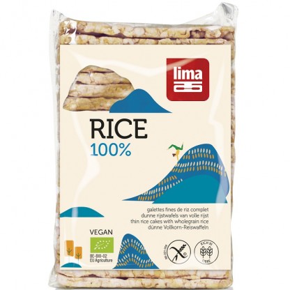 Rondele de orez expandat bio vegan, cu sare, fara gluten 130g Lima