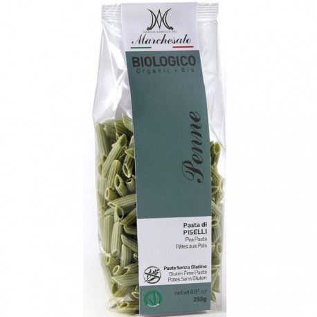 Penne din mazare verde bio, fara gluten 250g Marchesato