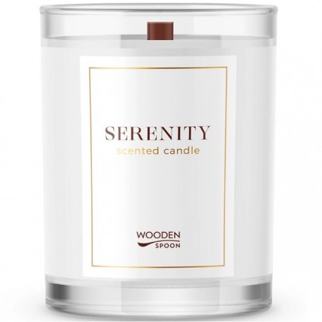 Lumanare naturala cu flori albe Serenity 200g Wooden Spoon