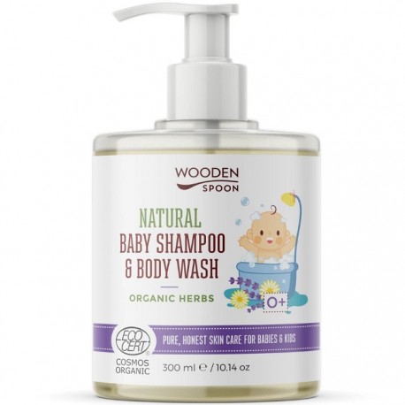 Sampon si gel dus bio pentru copii si bebelusi Organic Herbs 300ml Wooden Spoon