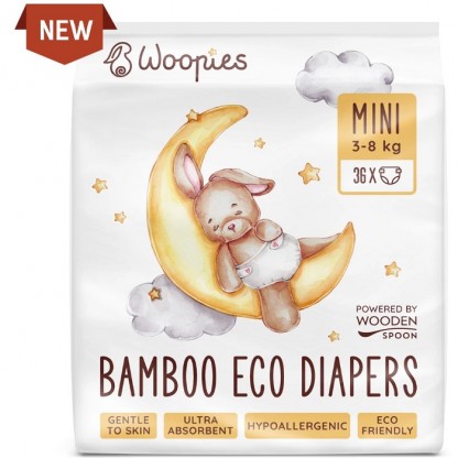 Scutece eco cu fibre de bambus bio Mini 3-8 kg, 36 bucati Wooden Spoon