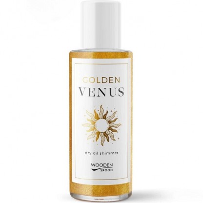 Ulei uscat stralucitor pt corp si fata, Golden Venus 100ml Wooden Spoon