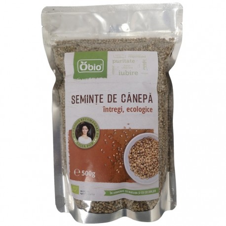 Seminte de canepa intregi raw bio 500g Obio