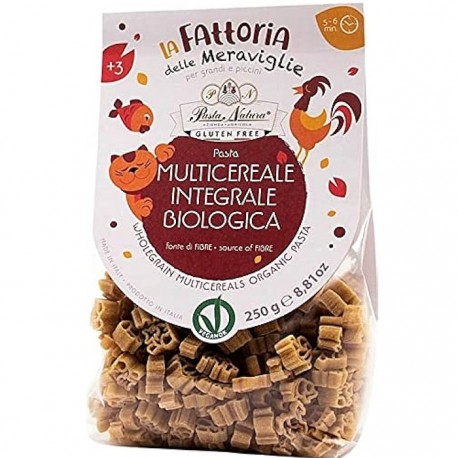 Paste integrale din multicereale bio, fara gluten, pentru copii 250g Pasta Natura