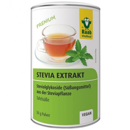 Stevia pulbere extract solubil premium 50g (echivalent cu 10kg zahar) Raab Vitalfood