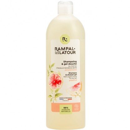 Gel de dus si sampon bio cu miere si grapefruit 1000ml Rampal Latour
