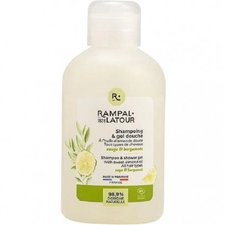Gel de dus si sampon bio cu salvie si bergamota 250ml Rampal Latour
