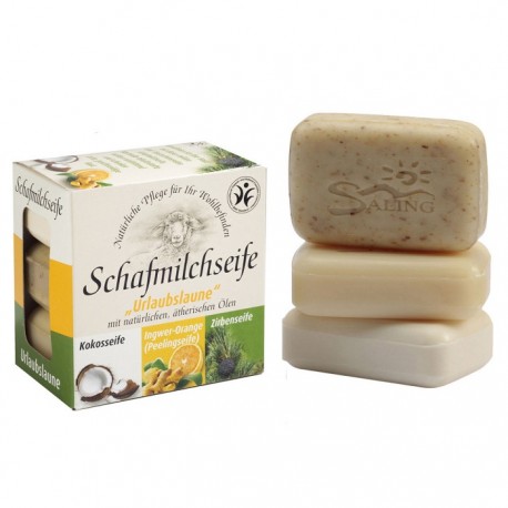 Set 3 sapunuri cremoase cu lapte de oaie 300g Saling