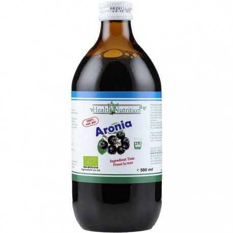 Suc de aronia bio pur, fara zahar 500ml Health Nutrition